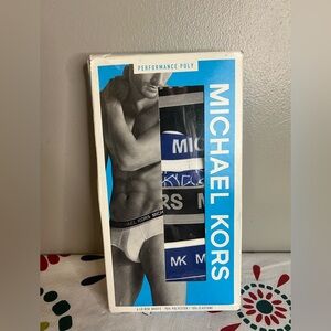 NWT Michael Kors Men's Low Rise Briefs Performance Poly Small 4-Pack Black/Navy